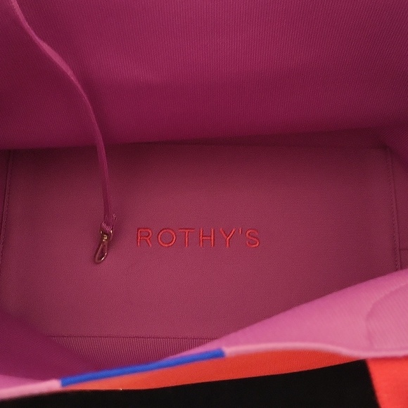 ROTHYS Elegant Chili  Red Tote Bag  With Purple Interior - Picture 3 of 8